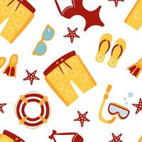 Beach Objects Seamless Pattern, Summer Travel Accessories Design Element Can Be Used for Wallpaper, Packaging, Background Illustration vector