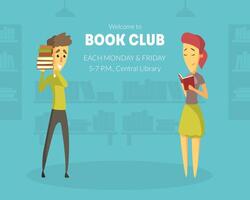 Welcome to Book Club Banner Template with Space for Text, Design Element Can Be Used for Invitation, Card, Flyer, Promo, Poster Illustration vector
