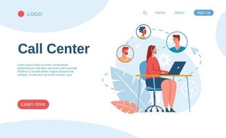 Call center operator providing support to customers, answering their questions and resolving issues using laptop and headset, ensuring efficient communication and customer satisfaction vector