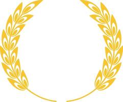Golden wheat laurel creates a circular frame, symbolizing agriculture, harvest, success, and achievement, ideal for logos, emblems, and decorative elements vector