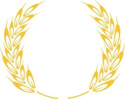 Two stylized golden wheat stalks elegantly forming a circular frame, providing ample copy space and symbolizing agriculture, harvest, and the essence of healthy food vector
