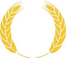 Two stylized wheat stalks forming a circular frame with copy space in the center, suitable for logos, emblems, and decorative elements related to agriculture, farming, and food production vector