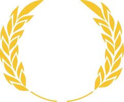 Circular golden wheat wreath representing success, victory, and achievement, ideal for use in emblems, logos, and awards, capturing the essence of celebration and honor vector
