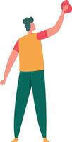 Male cleaner washing a window with a rag, representing a professional cleaning service in a full length illustration on a white background vector