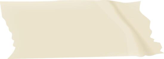 Realistic beige adhesive tape with torn and curled edges waving in the wind, isolated on a white background, creating a dynamic and textured visual element vector