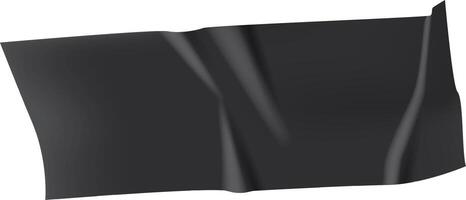Black adhesive tape is floating and waving on a white background, creating a dynamic and abstract composition with its wrinkled and folded surface vector