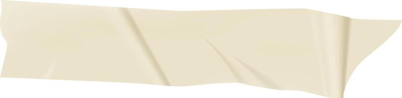 Realistic illustration of a crumpled piece of beige adhesive tape, creating a textured and slightly wrinkled surface with uneven edges on a clean white background vector