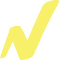 Bright yellow check mark provides a clear visual representation of approval, agreement, verification, or completion, conveying a positive message of confirmation and correctness vector