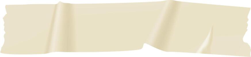 Long strip of beige adhesive tape with torn and folded edges creating abstract shapes on a clean white background, ideal for creative projects and designs vector
