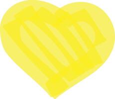 Yellow heart with brush strokes forming vertical stripes creating a modern and artistic design, perfect for romantic projects, valentine's day, or any design needing a touch of love and creativity vector