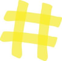Hand drawn yellow hashtag symbol illustrating the essence of online communication, capturing social media trends and highlighting digital marketing strategies in a vibrant design vector