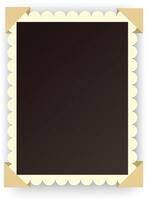 Vintage photo frame with scalloped edges and adhesive corners is waiting for a picture, isolated on white background, with gradient and shadow vector