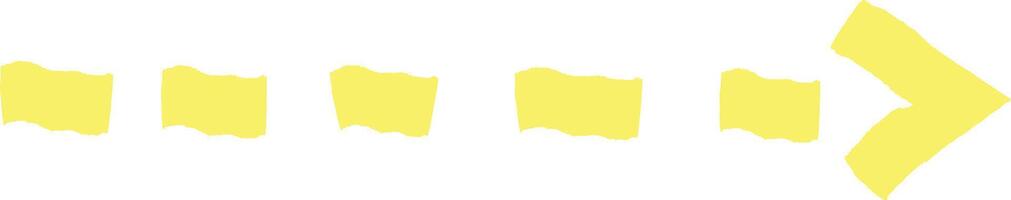 Yellow dotted arrow pointing right is indicating a direction, symbolizing progress, movement, and advancement towards a goal or destination vector