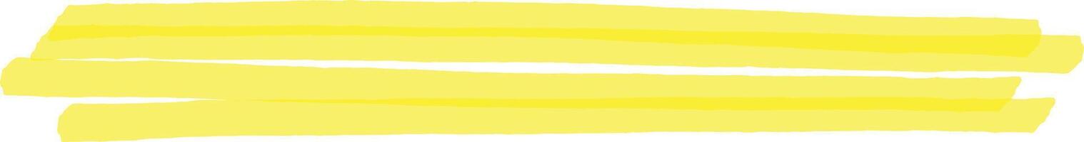 Three parallel brush strokes of vibrant yellow highlighter ink create a striking design element on a white background, adding a bold and energetic touch vector