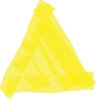 Vibrant yellow brush strokes forming a triangular shape on a clean white background create an eye catching and abstract composition, showcasing a modern artistic style vector