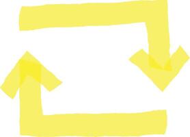 Two yellow arrows are forming a continuous rectangular cycle, symbolizing a repetitive process or a closed loop system, with a simple and minimalistic design vector