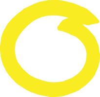 Hand drawn yellow enso zen circle representing enlightenment, strength, and elegance, embodying the universe and the concept of mu - void - in a minimalist illustration vector