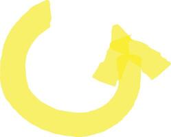 Reload arrow making almost a full circle with yellow paintbrush stroke effect pointing to the right, representing an update or refresh process vector