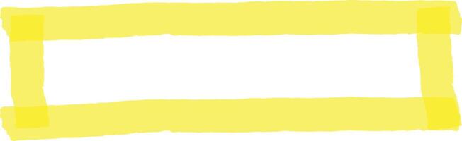 Hand drawn highlighter strokes form a vibrant yellow rectangular frame, providing a simple yet striking border on a clean white background, ideal for adding a touch of color and emphasis vector