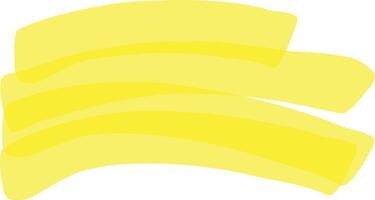 Three overlapping translucent brushstrokes in yellow create a simple yet vibrant abstract design, suitable for backgrounds or design elements vector