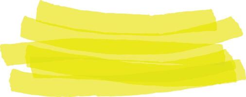 Four brushstrokes of highlighter are drawn horizontally, creating a bright yellow highlight effect on a white background, ideal for emphasizing text or adding a touch of color vector