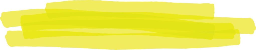 Four overlapping brush strokes of vibrant yellow highlighter ink create a bold and dynamic visual element against a white background, adding a pop of color and emphasis vector