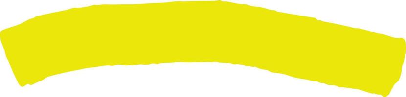Wide light yellow highlighter brush stroke curving downwards, isolated on white background, ideal for adding a touch of color to digital designs or creative projects vector