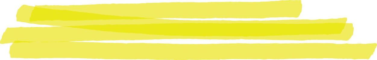 Three horizontal brushstrokes of yellow paint creating a vibrant and textured design element on a clean white background, perfect for adding a pop of color to any project vector