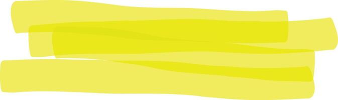 Three overlapping horizontal highlighter strokes in a vibrant yellow hue create a striking visual element against a clean white background, adding a pop of color and emphasis vector