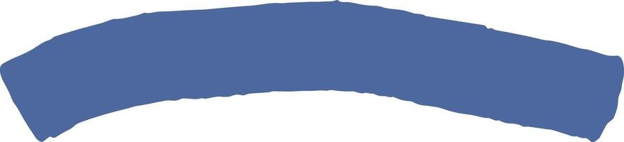 Wide curved blue brush stroke creating a textured banner shape with rough edges, isolated on a white background, suitable for creative designs and artistic projects vector