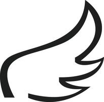 Stylized black wing rising upward, symbolizing freedom, elegance, and speed, perfectly suited for logos and graphic design projects, conveying a sense of power and grace vector