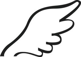 Minimalist illustration of a single wing pointing to the right, symbolizing freedom, flight, and spiritual ascension, suitable for various design purposes vector