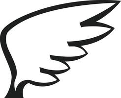 Simple black and white drawing of a stylized bird wing rising, representing freedom, elegance and lightness, ideal for logos and illustrations vector
