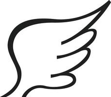 Minimalist illustration of a wing, symbolizing freedom, flight, and aspiration, drawn with clean lines on a white background, creating a sense of lightness and movement vector