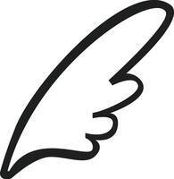 Minimalist illustration featuring a single wing in flight, symbolizing freedom, hope, and spiritual growth. Perfect for simple, elegant designs that evoke a sense of peace and inspiration vector