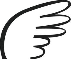 Minimalist illustration representing a simple black curved wing spreading on a white background, ideal for projects related to freedom, flight, and spirituality vector