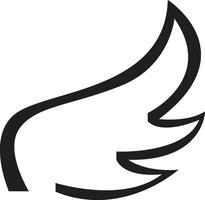 Simple black line drawing depicting a stylized bird wing rising dynamically against a white background, symbolizing freedom, flight, and the spirit of aspiration and hope vector