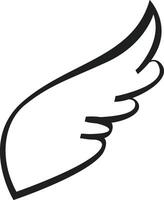 Minimalist line art drawing of a single wing, symbolizing flight, hope, and transcendence, conveying a sense of grace and elegance against a clean white background vector