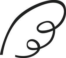 Simple black continuous line drawing forming an abstract shape similar to a decorative swirl, isolated over a white background, ideal for graphic design projects vector