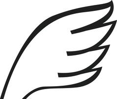 Minimalist illustration of a wing rising, depicted with simple and elegant black lines on a white background, conveying a sense of lightness and freedom vector