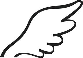 Minimalist illustration of a single wing symbolizing freedom, hope, and spiritual growth, ideal for design projects related to mythology, fantasy, and self improvement vector