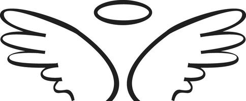 Simple and elegant portrayal of angel wings and a halo, symbolizing divine presence, embodying spirituality, hope, and innocence in a serene and minimalist design vector