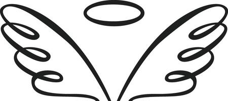 Stylized angel wings with halo hovering above, representing spirituality, hope, and divine presence, creating a symbolic image of grace and protection vector