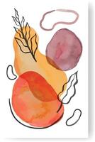 Orange, yellow and purple watercolor stains are blending with black lines in a modern and artistic composition, perfect for adding a touch of elegance and style to any design project vector