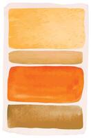 Modern abstract art composition featuring four horizontal stripes of watercolor painted in shades of orange, yellow and brown, creating a visually appealing and textured artwork vector