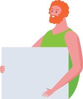 Redhead man showing blank placard with copy space for advertising, demonstrating presentation, protesting for human rights, expressing opinion, supporting candidate in elections vector
