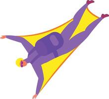 Skydiver is flying using wingsuit and parachute while enjoying extreme sport and adrenaline rush in the sky, representing freedom, adventure, and courage vector