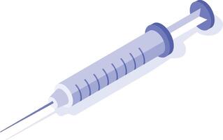Isometric syringe for injecting vaccine, ideal for illustrating concepts of vaccination, healthcare, disease prevention and global immunization campaigns vector