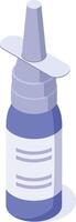 Nasal spray bottle resting on a clean white surface, offering relief from nasal congestion and facilitating easy breathing for those experiencing discomfort from colds or allergies vector