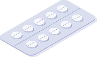 White round pills with dividing lines arranged in a blister pack, creating a simple yet effective representation of medication and healthcare vector